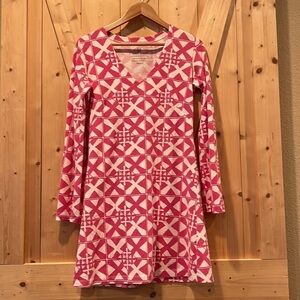 Mahi Gold Pink Long Sleeve Geometric Pattern Resort Wear Nautical Medium